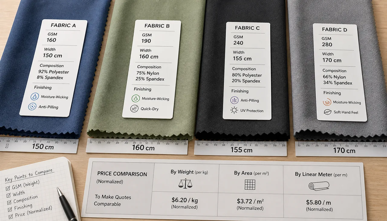 How Can Buyers Compare Fabric Quotes When GSM, Width, Composition, and Finishing Are Different?