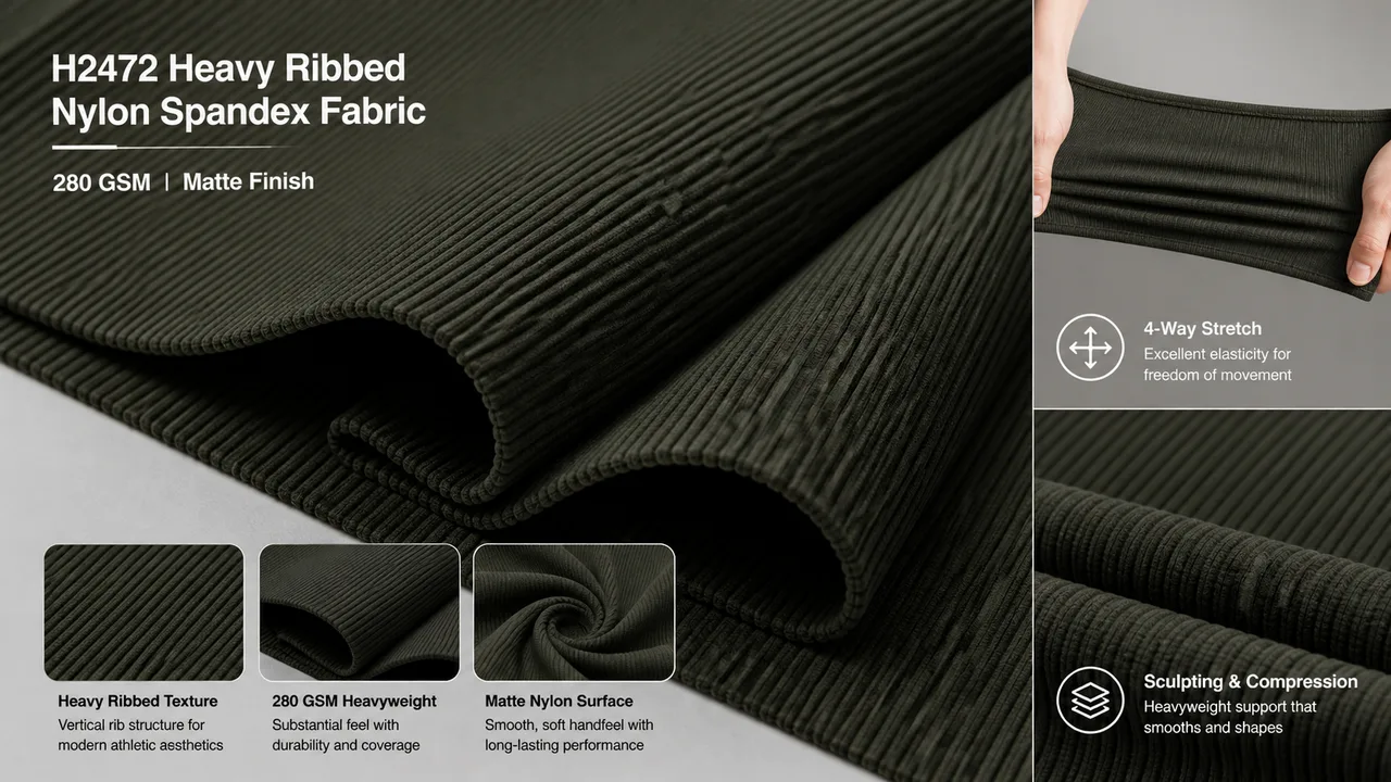Why H2472 Heavy Ribbed Nylon Spandex Fabric Is Ideal for Athleisure Tanks, Sports Bras, and Sculpting Yoga Leggings